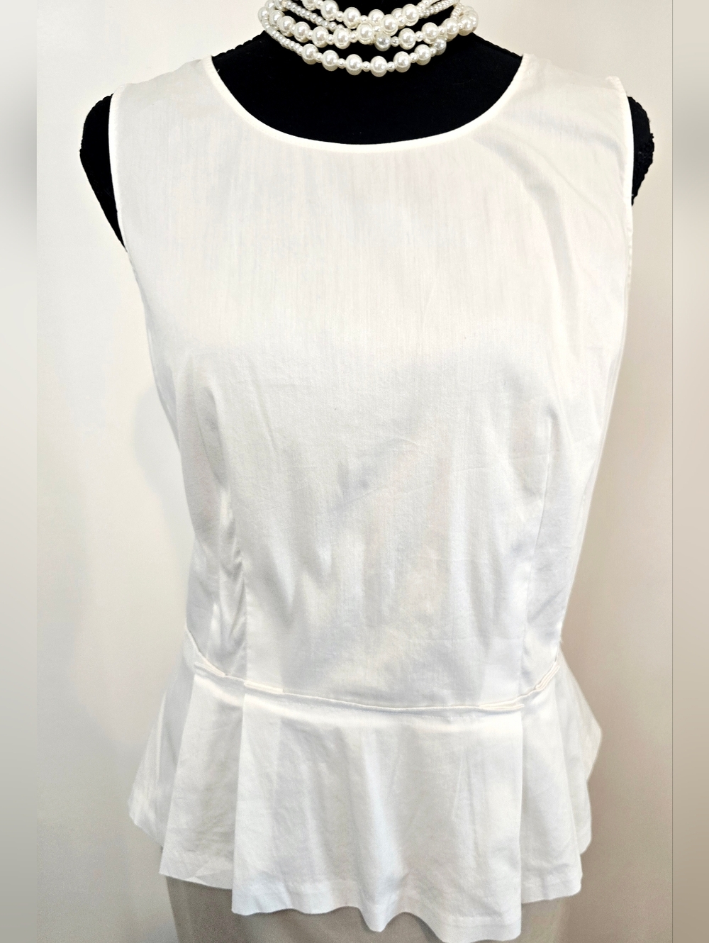 Ann Taylor peplum top white preppy classic career chic feminine work